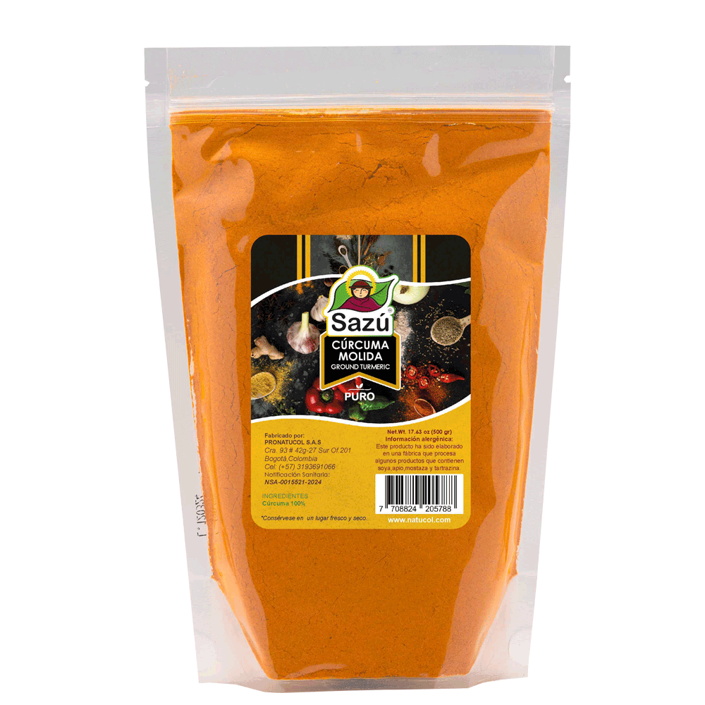 Curcuma Molida Sazu en Bolsa Doypack con Zipper