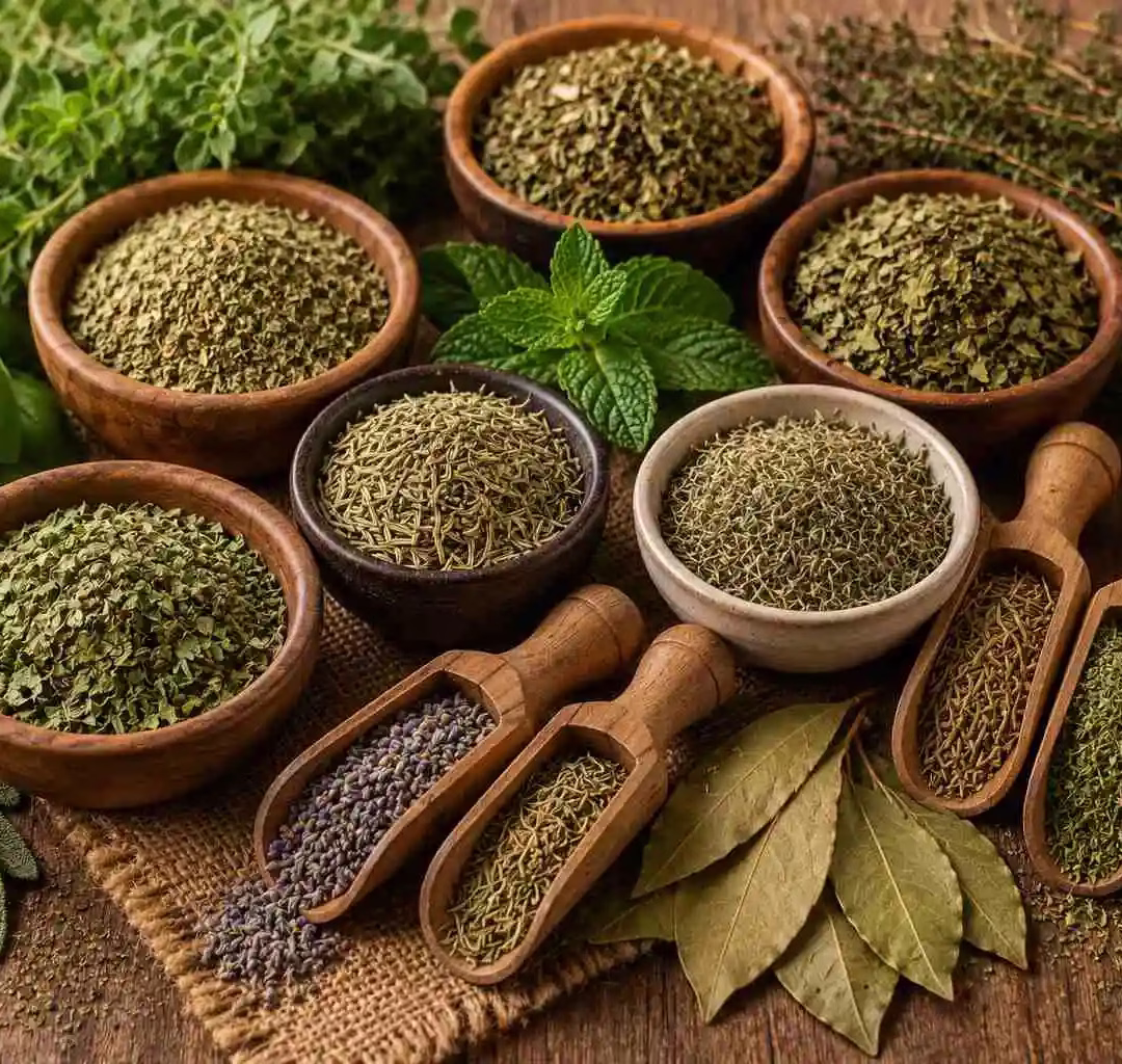 Hierbas deshidratadas seleccionadas para la industria alimentaria