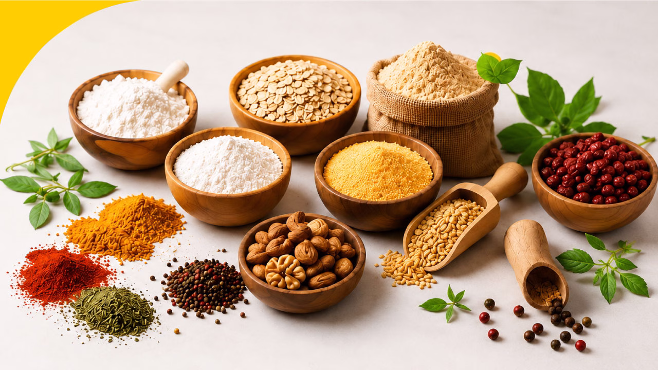 Ingredientes alimentarios: harinas, cereales, especias, semillas y frutos secos de alta calidad